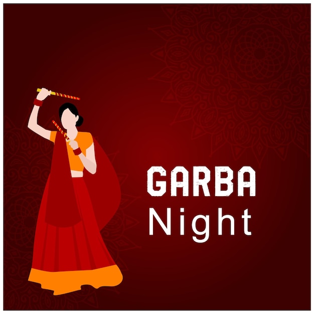 Feliz festival navratri de la india celebración ilustración vectorial creativa danza garba dandiya danza