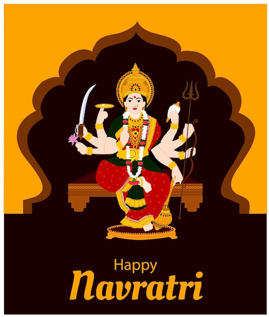 Feliz Festival Navratri De La India Celebración Ilustración Vectorial Creativa
