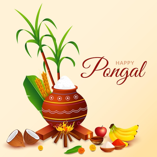 Feliz Festival Pongal Elementos tradicionales