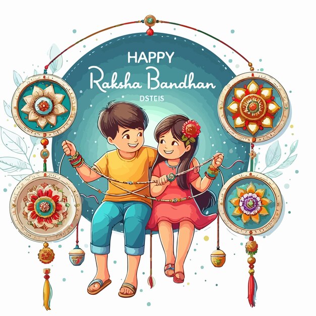 Vector feliz festival de raksha bandhan fondo ilustración plana festival del hinduismo indio