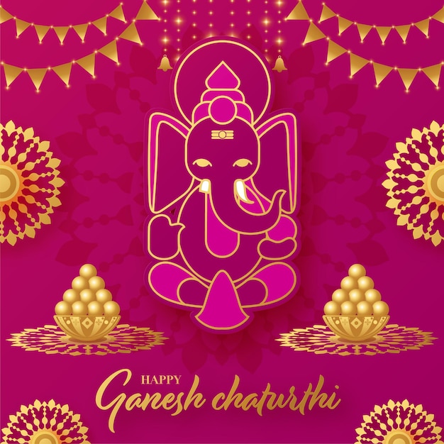Feliz festival de saludos de Ganesh Chaturthi