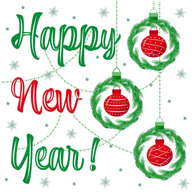 Feliz fiesta de Año Nuevo con los tradicionales colores rojos y verdes