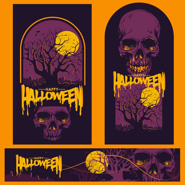 Vector feliz fiesta de halloween tarjeta y banner