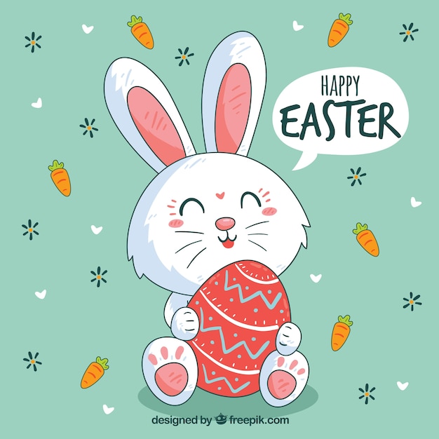 Feliz fondo de día de Pascua con un conejo lindo
