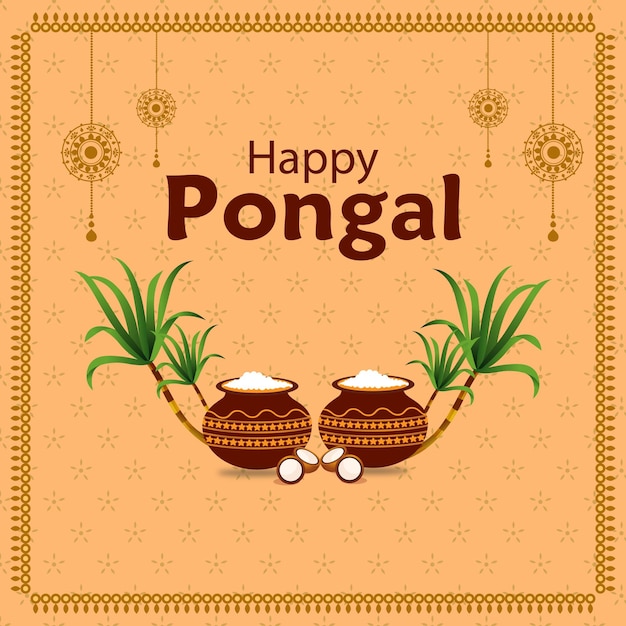 Vector feliz fondo de pantalla del festival pongal festival del sur de la india