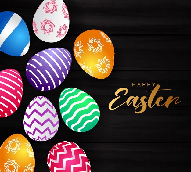 Feliz fondo de Pascua con coloridos huevos pintados