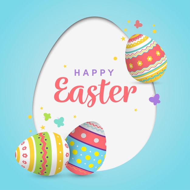 Feliz fondo de Pascua con huevos decorados