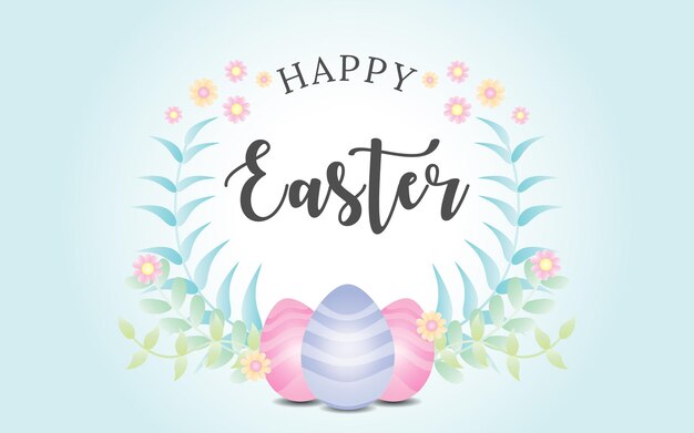 feliz fondo de pascua con huevos de pascua y hojas
