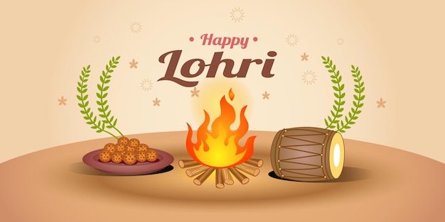 Vector feliz fondo de vacaciones de lohri para la ilustración vectorial del festival de punjabi.