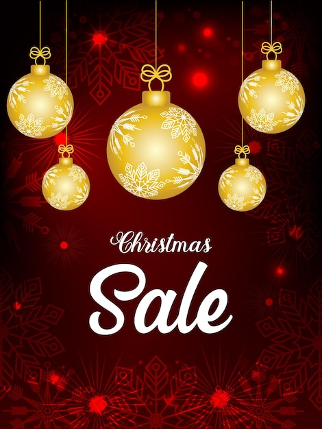 Feliz fondo de venta de Navidad con bolas de Navidad realistas