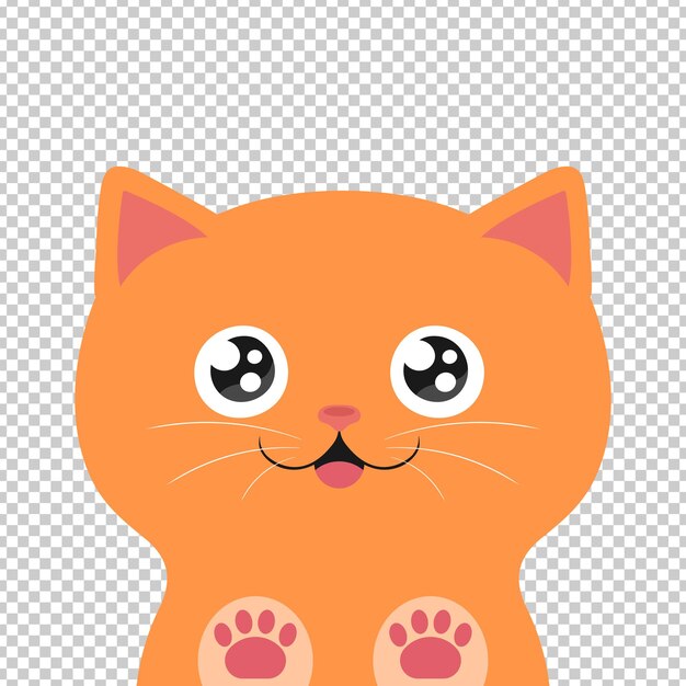 Feliz gato rojo con huellas de patas Lindo personaje de dibujos animados Ilustración vectorial