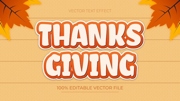 Feliz gracias Dando plantilla de efecto de texto editable