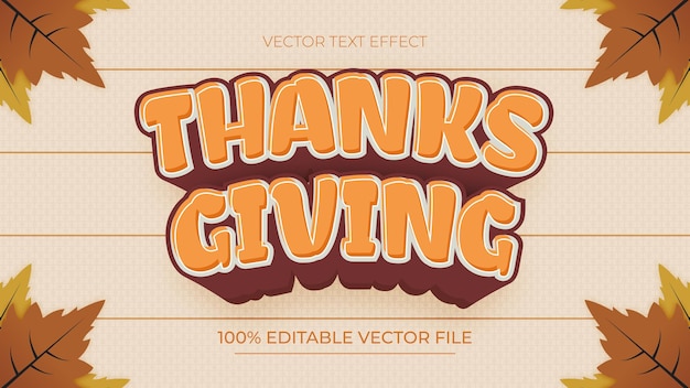 Feliz gracias Dando plantilla de efecto de texto editable