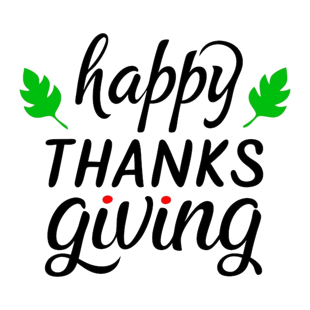 Feliz gracias dando tipografía diseño ilustración vectorial en fondo blanco