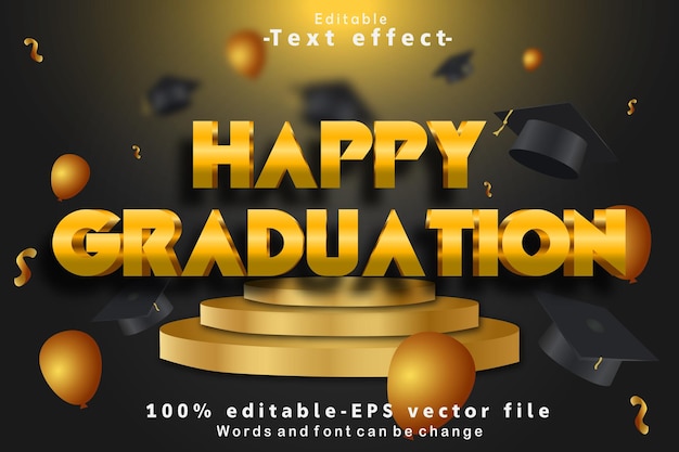 Feliz Graduación Efecto De Texto Editable Estilo De Lujo 3D