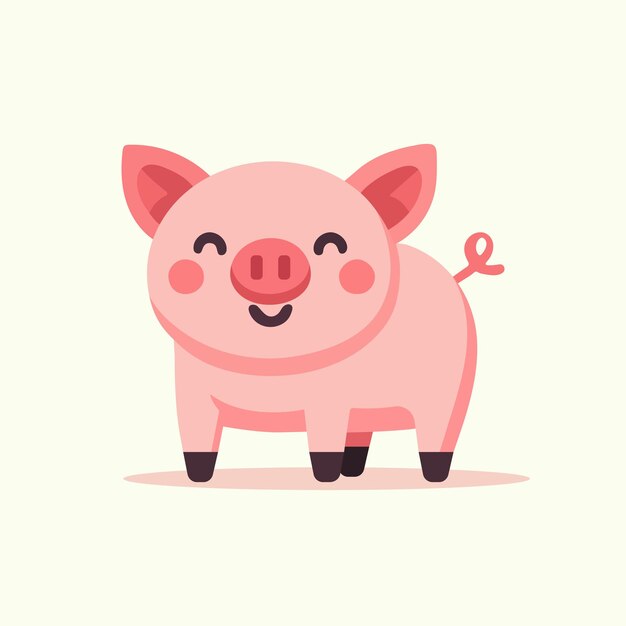 feliz granja de cerdos dibujos animados diseño plano ilustración vectorial