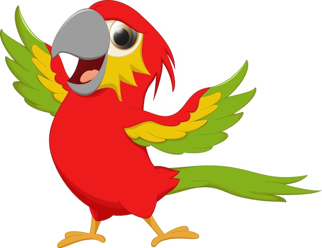 Feliz guacamayo aves dibujos animados agitando