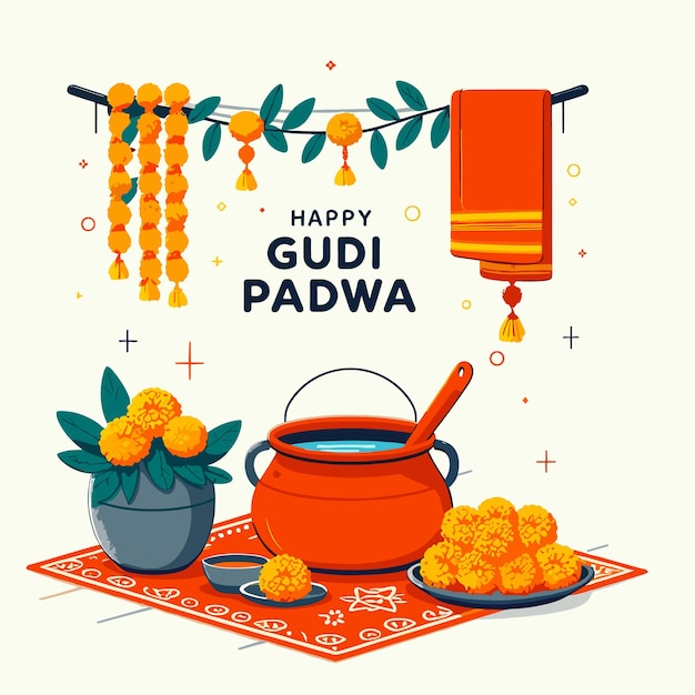 Vector feliz gudi padwa vector fondo festival indio generado ai