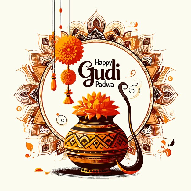 Vector feliz gudi padwa vector fondo festival indio generado ai