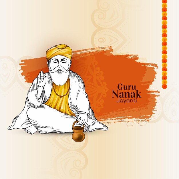 Feliz Guru Nanak Jayanti el fondo de la celebración del festival sikh