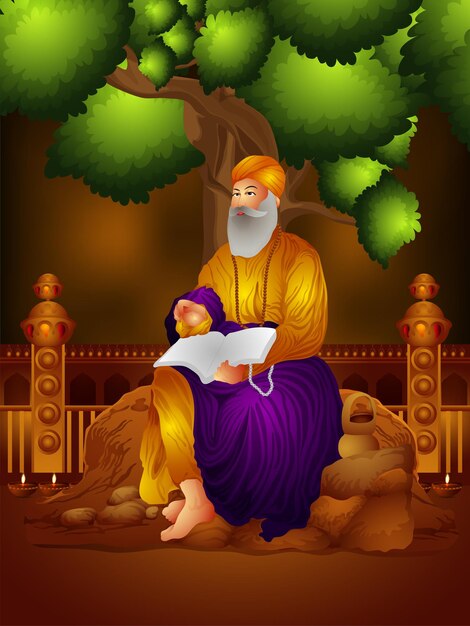 Feliz gurú nanak jayanti ilustración vectorial