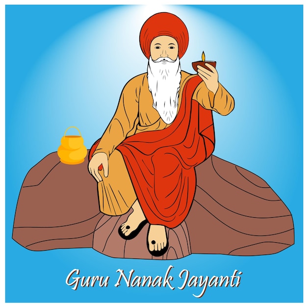 Vector feliz gurú nanak jayanti plantilla de diseño de póster