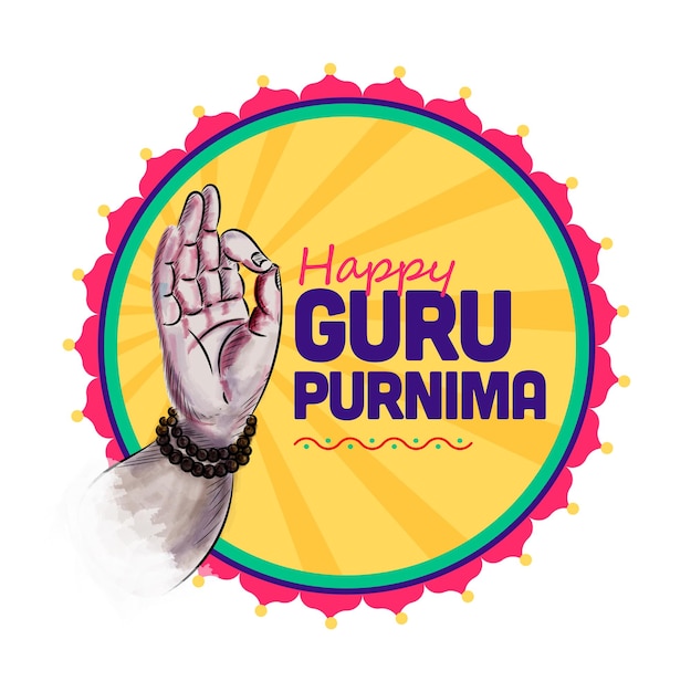 Feliz guru purnima bendición mano