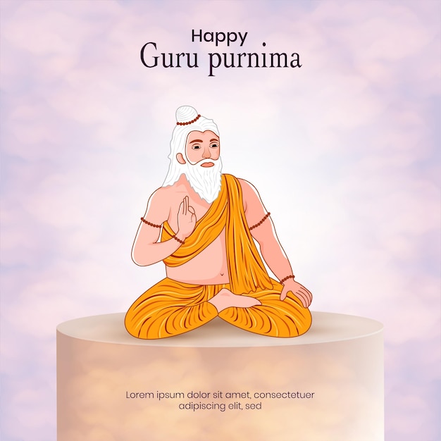 Feliz guru purnima Celebración del festival hindú indio Diseño de ilustraciones vectoriales creativas