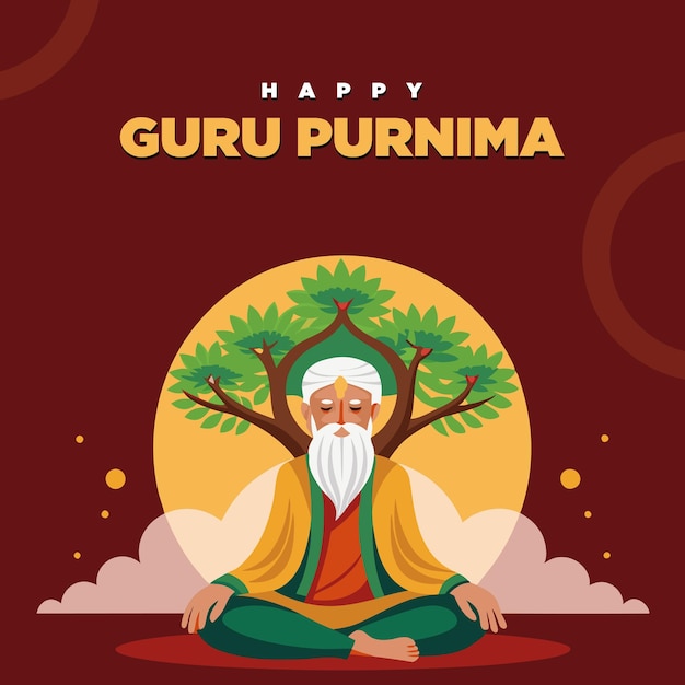 Feliz Guru Purnima Vector de diseño de publicaciones en las redes sociales