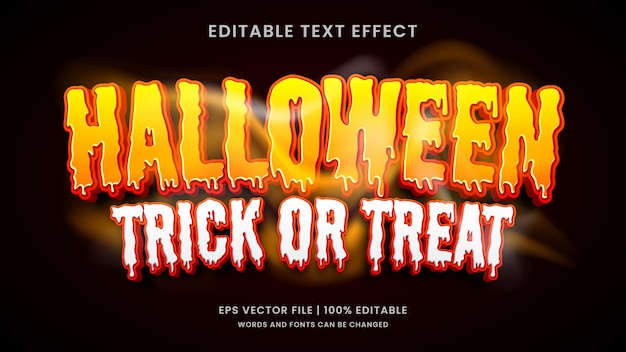 Vector feliz halloween 3d efecto de texto editable