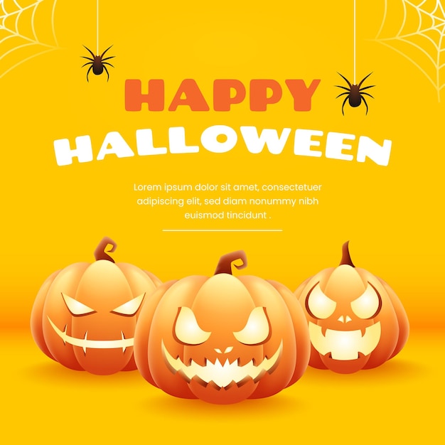 Feliz Halloween 3d Ilustración Vector Diseño para Social Media Post