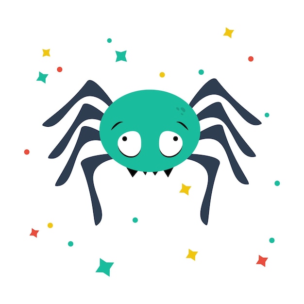 Feliz Halloween Araña en estilo de dibujos animados Vector