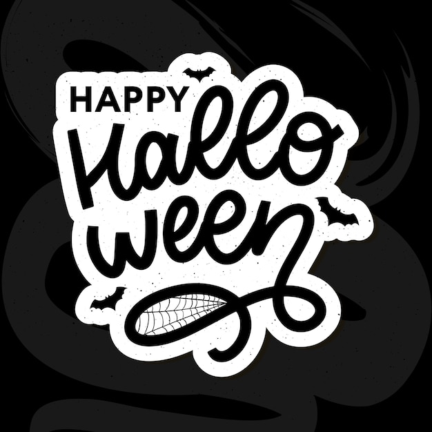 Feliz halloween banner de texto, caligrafía de letras