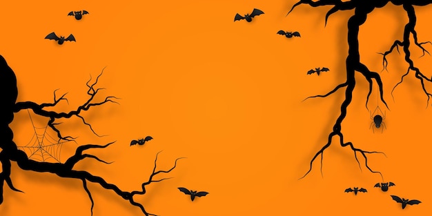 Feliz Halloween Banner Vector Ilustración Con Murciélagos bellamente arreglado