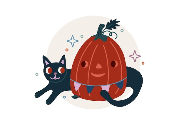 Feliz Halloween Calabaza y Gato