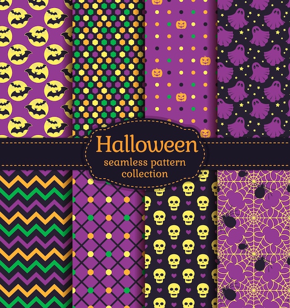 ¡Feliz Halloween! Conjunto de fondos transparentes con murciélagos