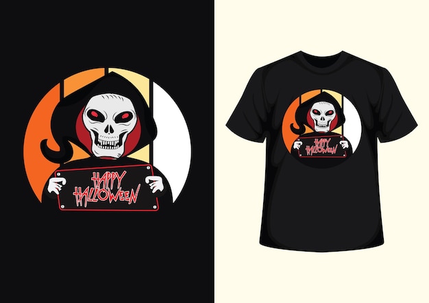Feliz Halloween diseño de camiseta ilustración y vector