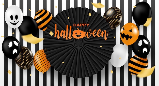 Feliz halloween. diseño con fiesta de globos