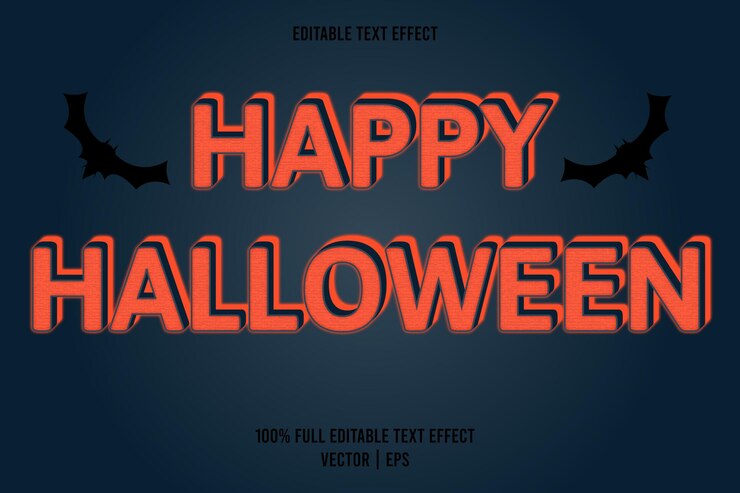 Vector feliz halloween efecto de texto editable color naranja
