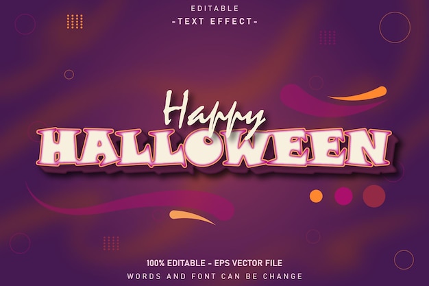 Feliz Halloween Efecto de texto editable Diseño plano