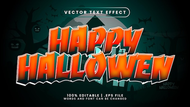 Feliz halloween efecto de texto naranja y verde con fondo espeluznante