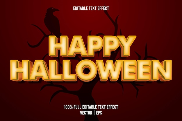 Feliz halloween estilo de dibujos animados de efecto de texto editable