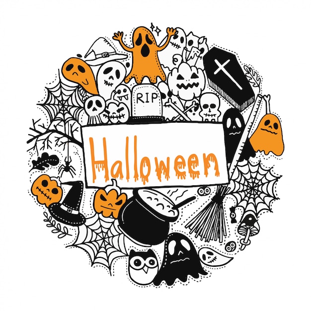 Feliz Halloween. Estilo de garabatos