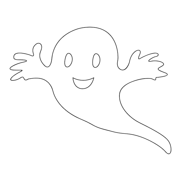 Feliz Halloween, fantasma, fantasma aterrador. Lindo personaje espeluznante de dibujos animados.