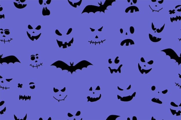 Feliz Halloween fondo vector ilustración ojos aterradores y murciélagos de patrones sin fisuras
