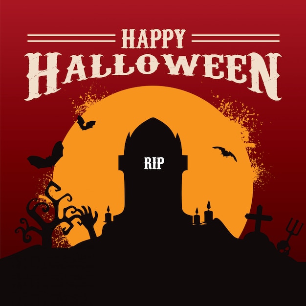 Vector feliz halloween fondo