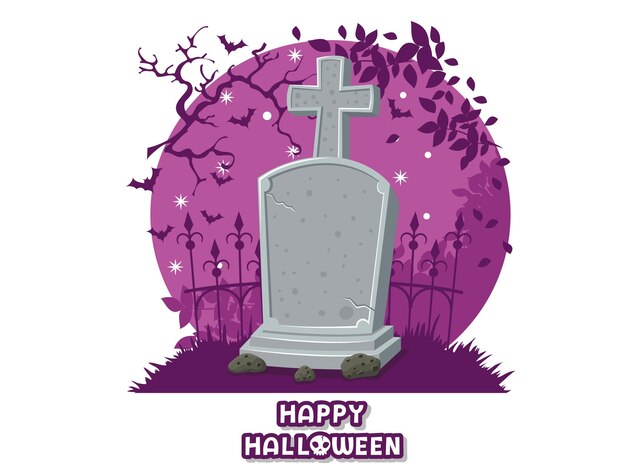 Feliz halloween. icono con la imagen de lápidas. símbolo del cementerio de lápidas. tarjeta de felicitación, invitación a una fiesta. ilustración de vector de fondo de color