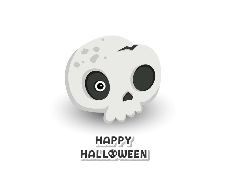 Vector feliz halloween. icono de vector de cráneo. concepto de diseño de arte de vector de cráneo anatómico. ilustración de fondo blanco