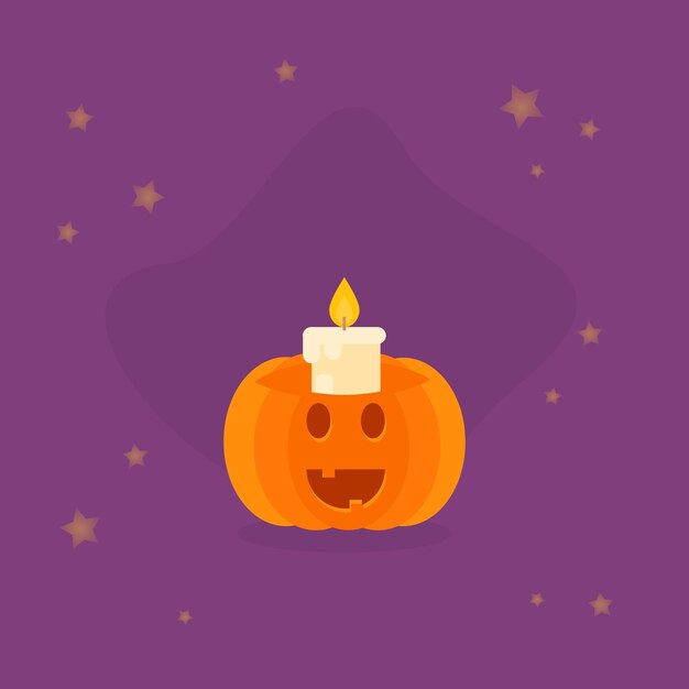 Vector feliz halloween ilustración de calabaza con una vela