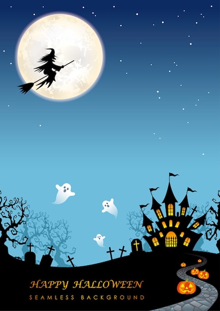 Feliz halloween ilustración perfecta con la luna